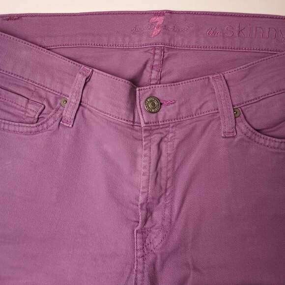 7 For All Mankind Jeans Size 32/14 The Skinny Low Rise Purple Color - Picture 3 of 10